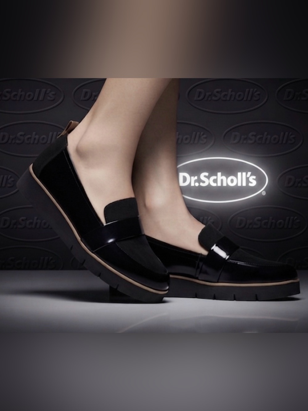 Authentic Dr. Scholl’s faux black patent designer platform loafers sz 10
